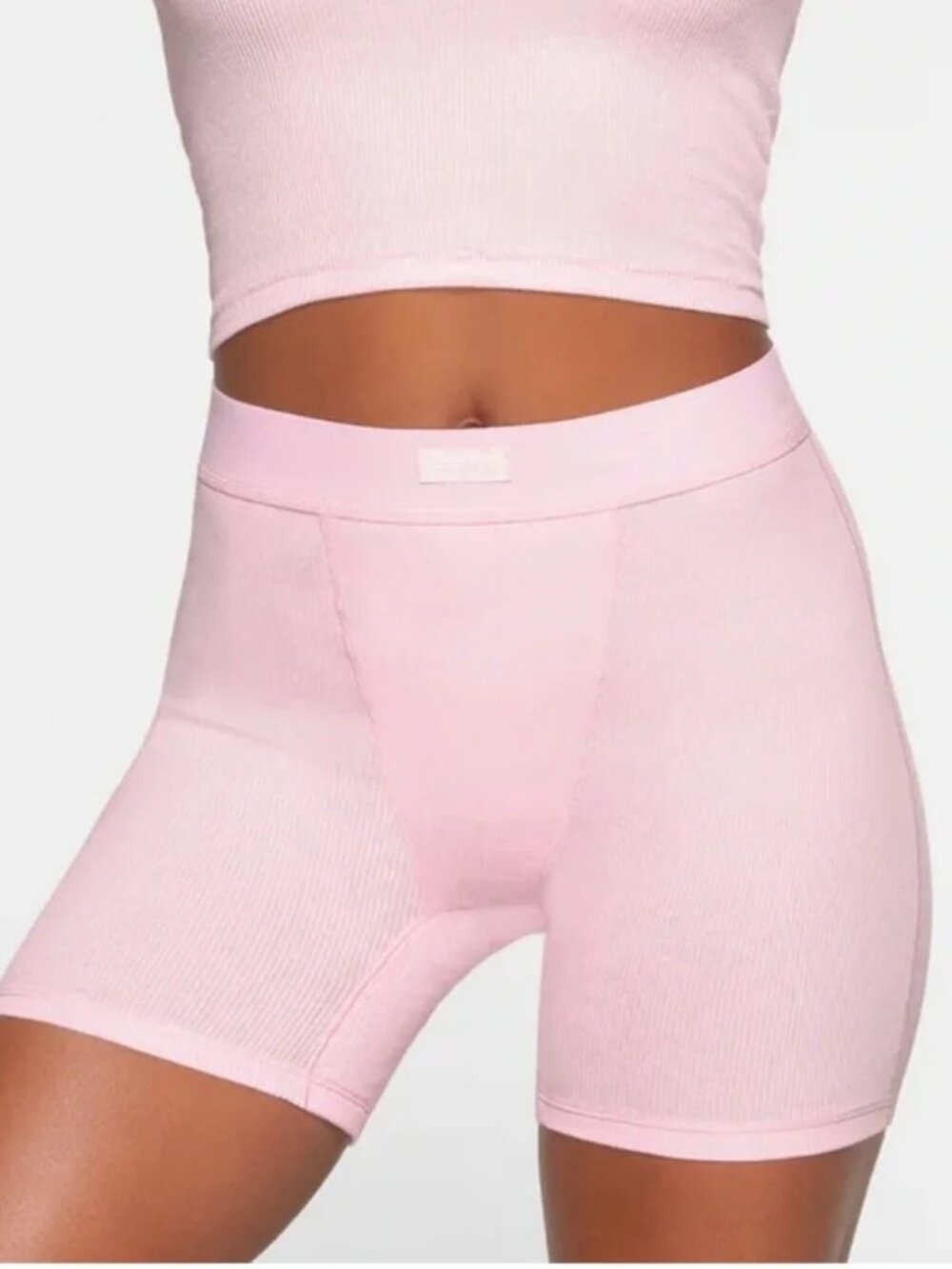 Skims Ribbed Boxer Shorts Light Pink S